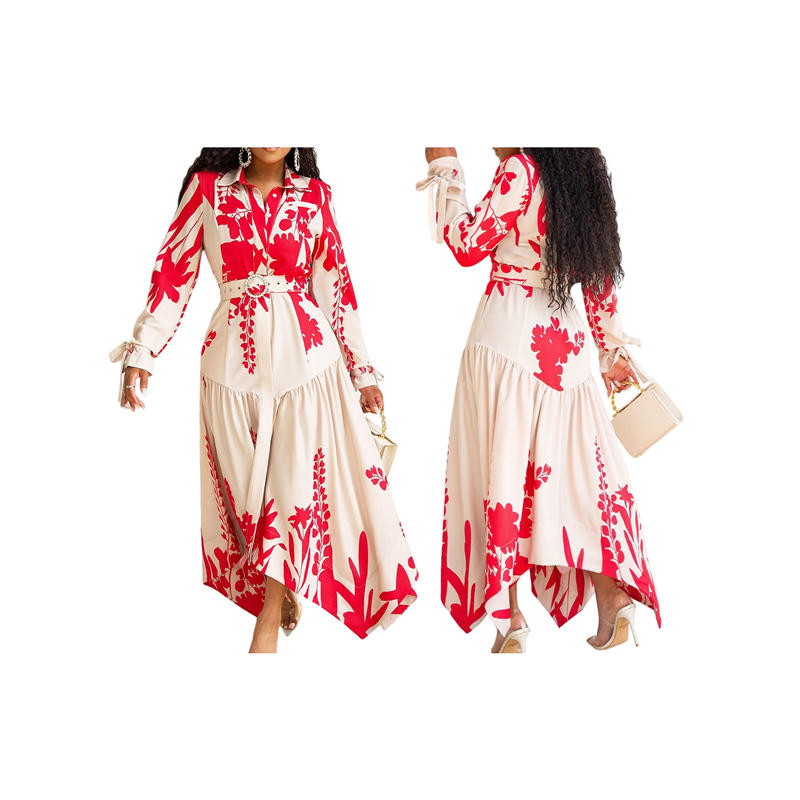 Sundress Midi Floral - ABRT-Women's Autumn Floral Dress Boho Long