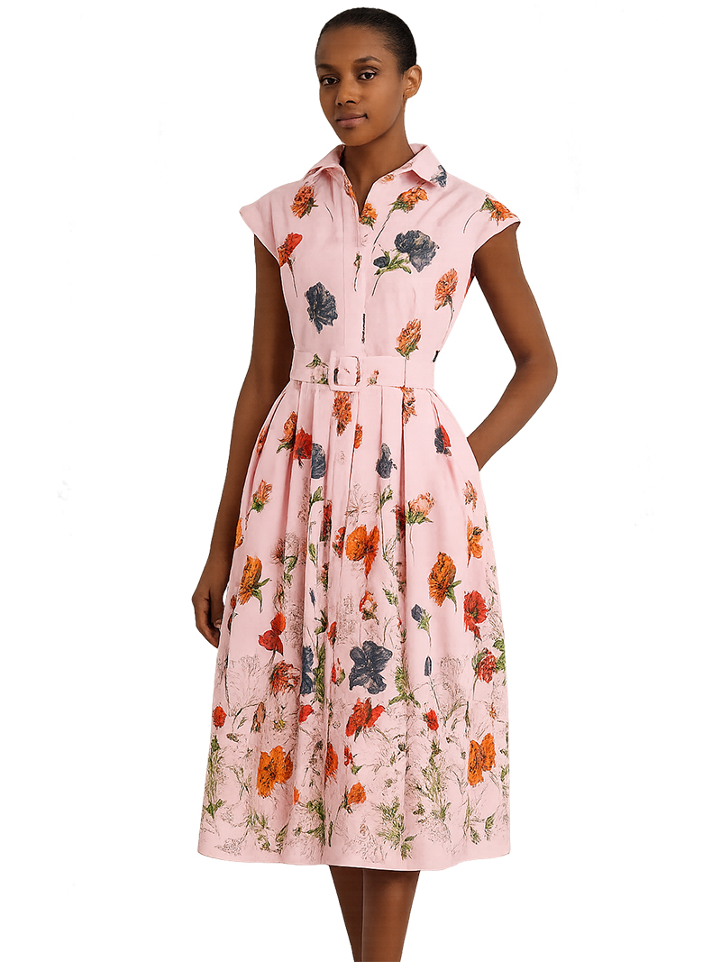 Sundress Midi Floral - 2025 Vintage Floral Print Shirt Dress