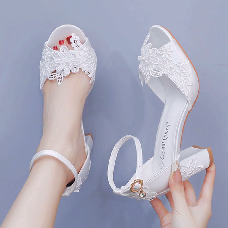 Summer Clothing Stores - Women White Silk High Heels Summer