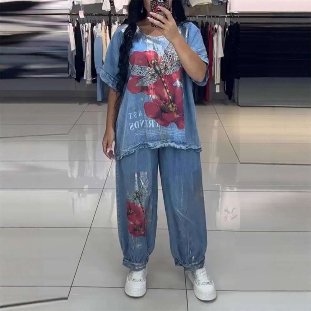 Zara Summer Clothing For Women - Fashion Denim Blue Print For Women's