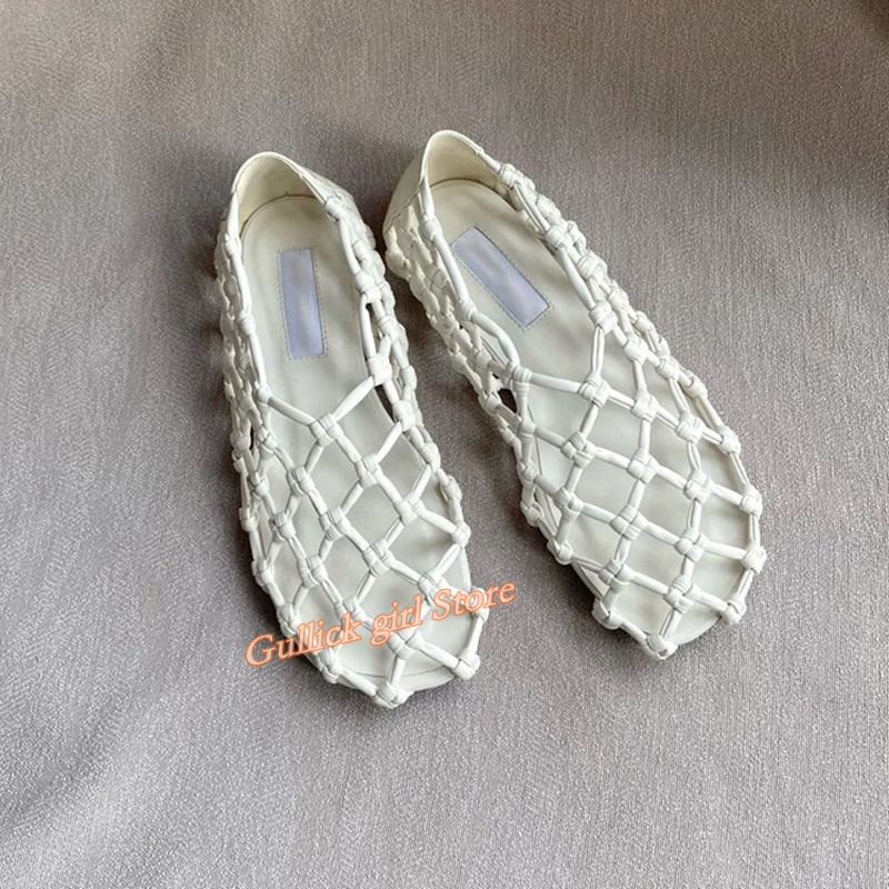 Summer Clothing Stores - French Woven Mesh Hollow flat Sandals