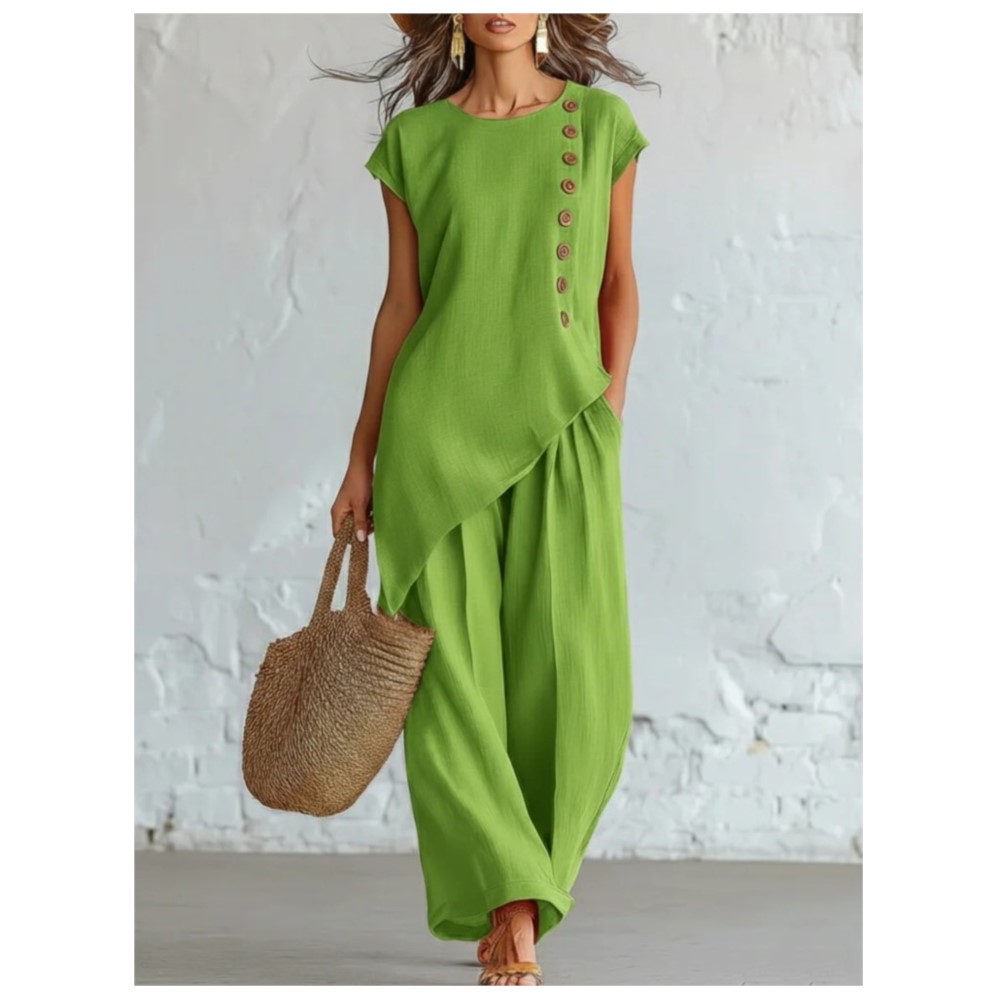 Zara Summer Clothing For Women - Summer Casual O Neck Button Down