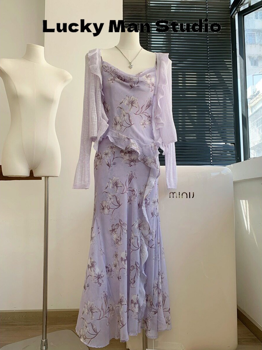 Luckymana Floral Print Halter  - Sundress Midi Floral recension och pris
