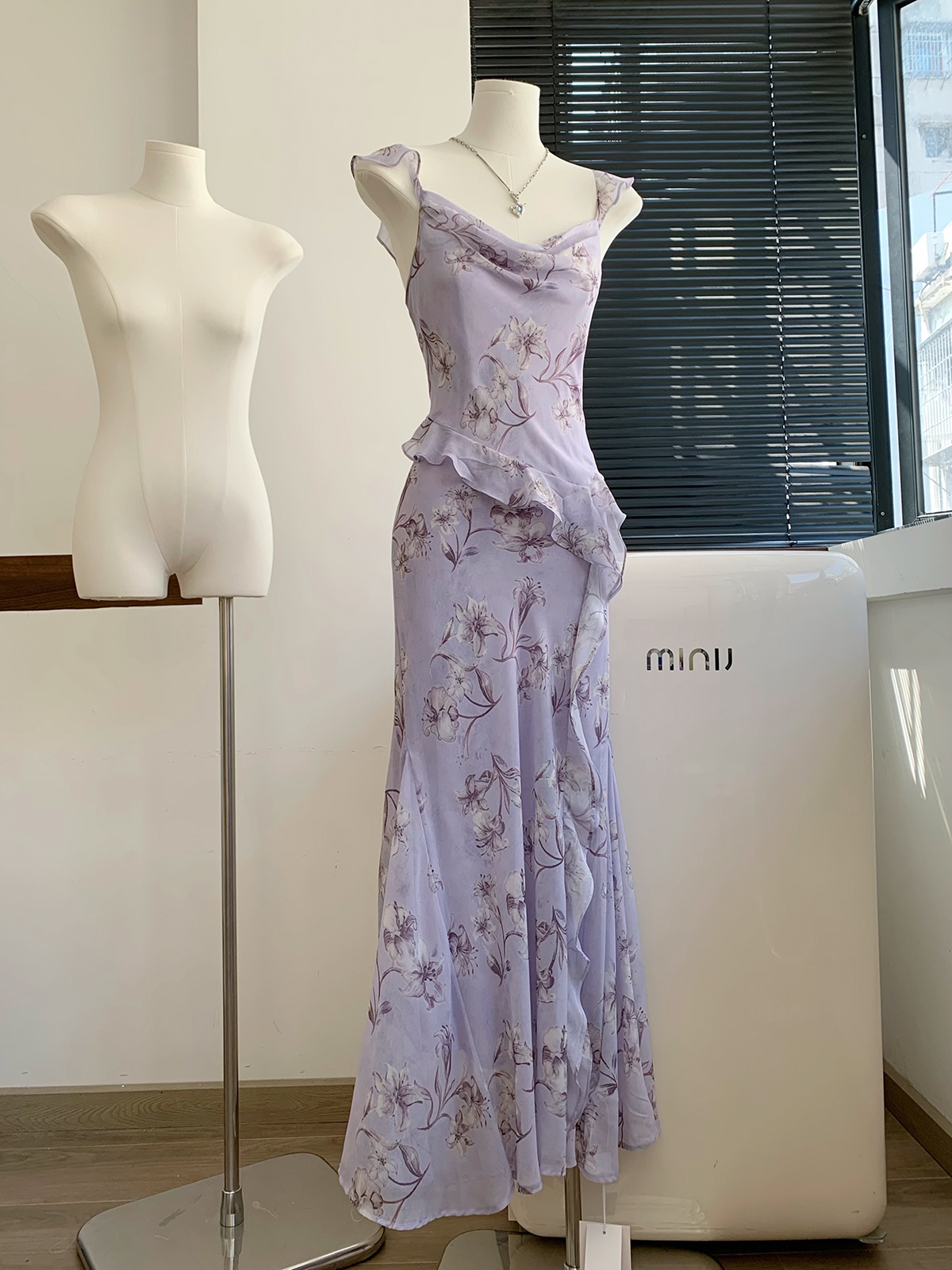 Luckymana Floral Print Halter  - Sundress Midi Floral recension och pris