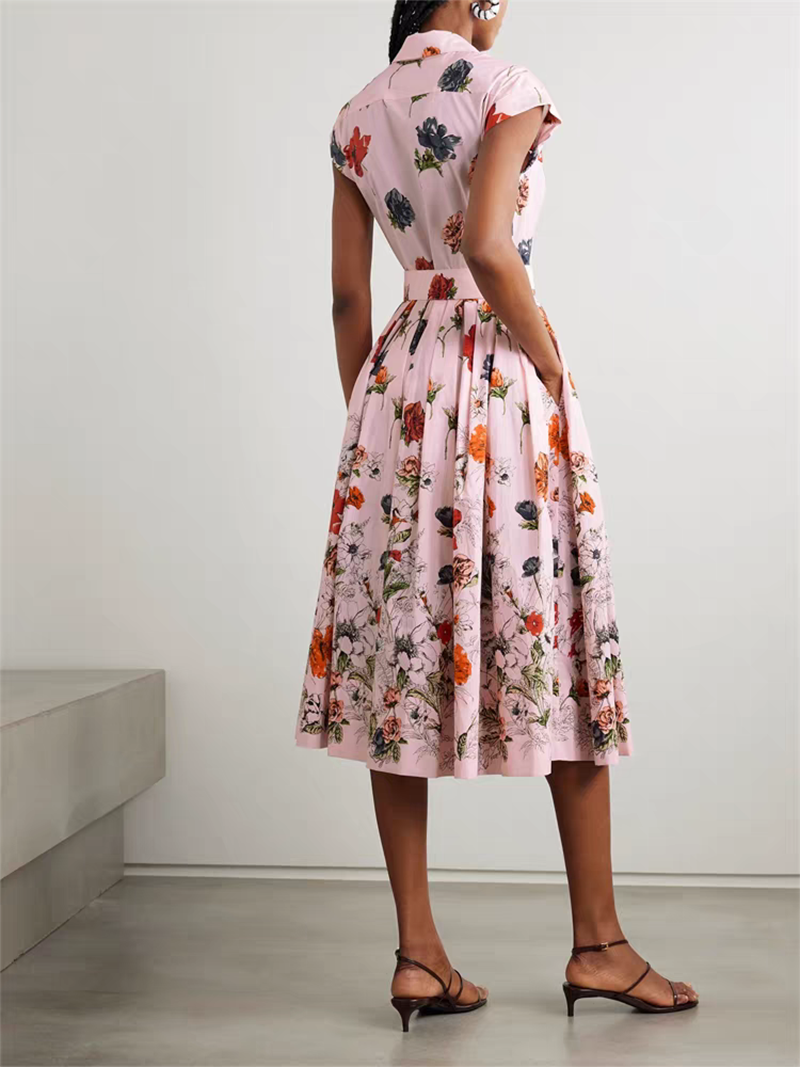 2025 Vintage Floral Print Shir - Sundress Midi Floral recension och pris