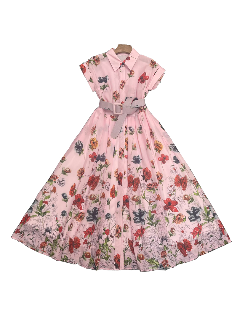 2025 Vintage Floral Print Shir - Sundress Midi Floral recension och pris