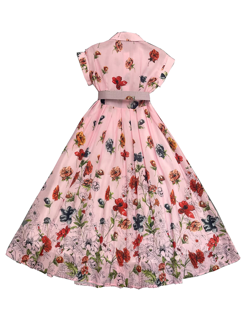 2025 Vintage Floral Print Shir - Sundress Midi Floral recension och pris