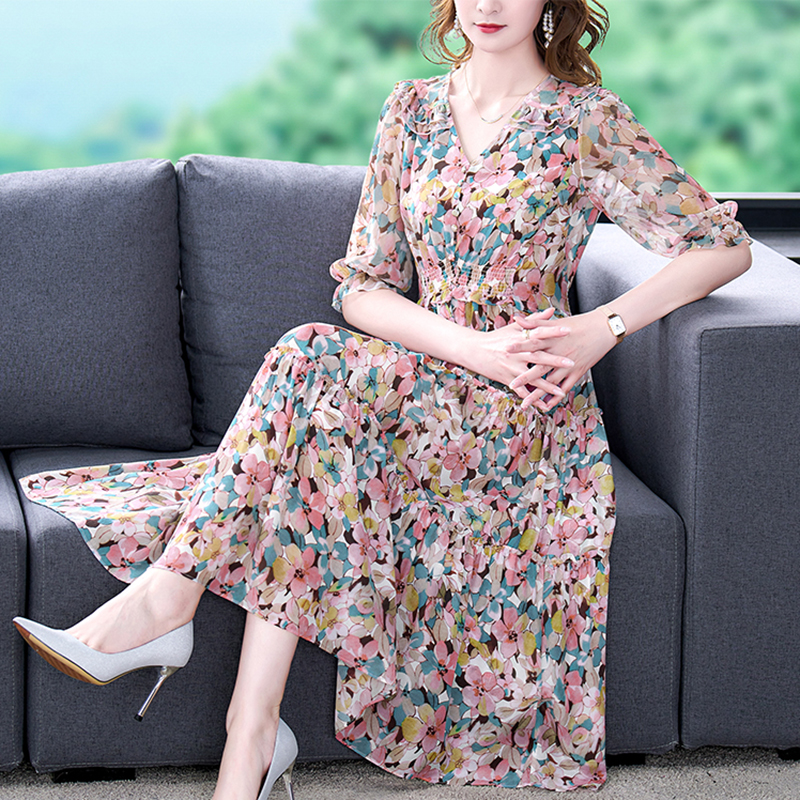 Summer Floral Natural Silk V-N - Sundress Midi Floral recension och pris