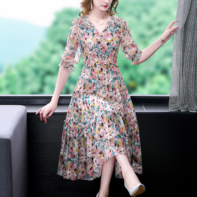 Summer Floral Natural Silk V-N - Sundress Midi Floral recension och pris