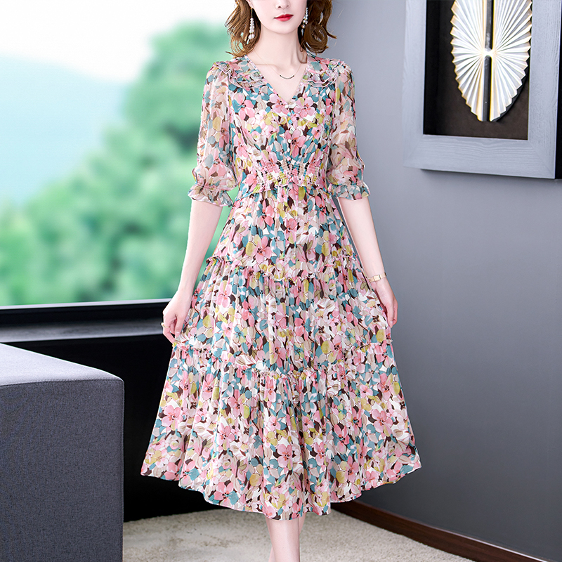 Summer Floral Natural Silk V-N - Sundress Midi Floral recension och pris
