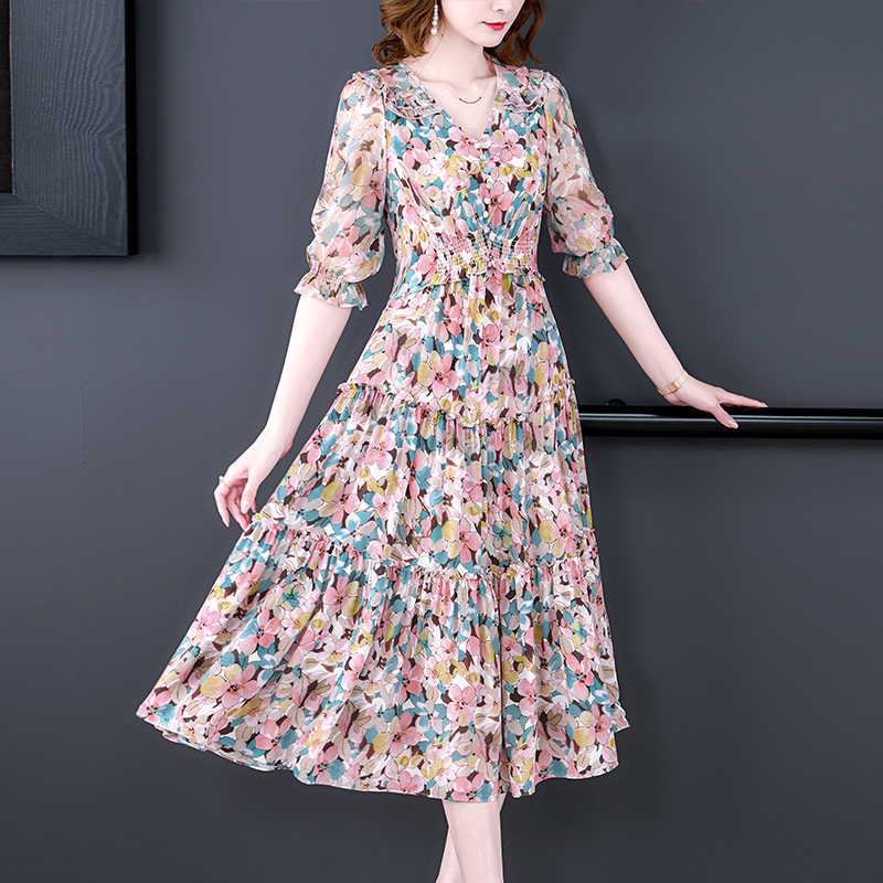 Summer Floral Natural Silk V-N - Sundress Midi Floral recension och pris