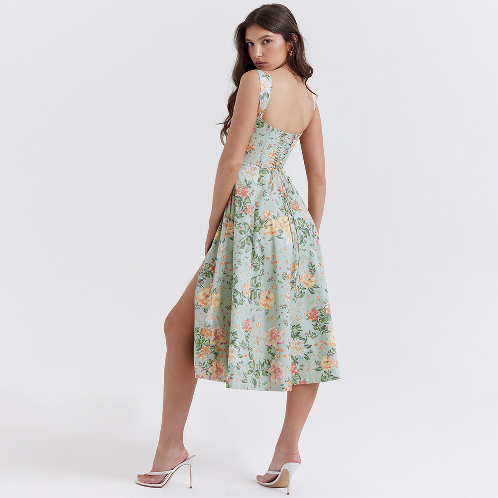 Open Back Split Floral Print D - Sundress Midi Floral recension och pris