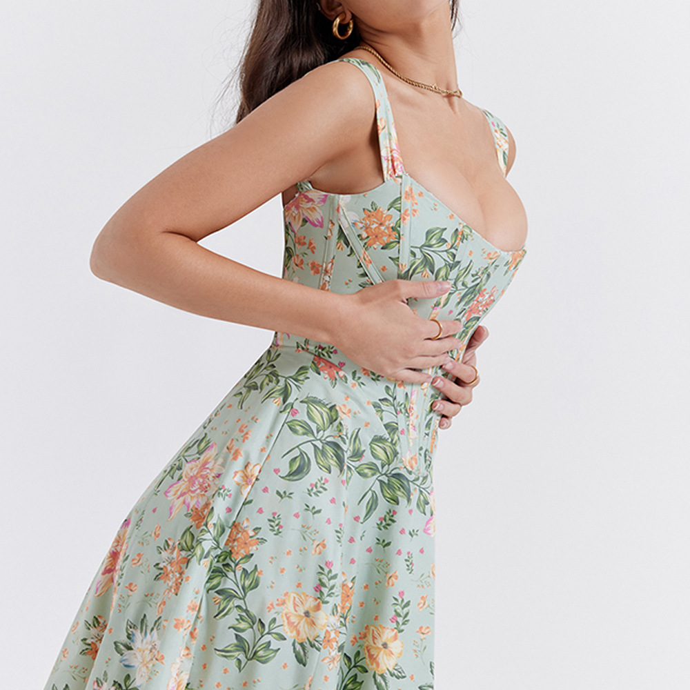Open Back Split Floral Print D - Sundress Midi Floral recension och pris