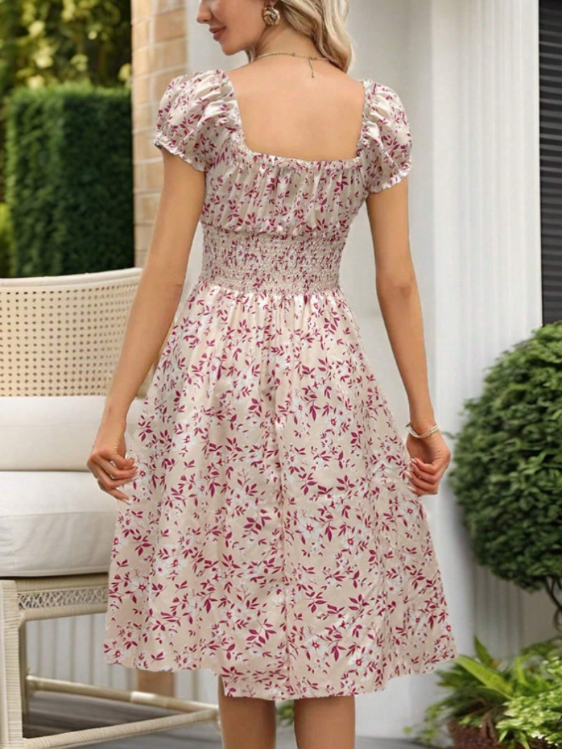 Elegant Vintage Floral Dresses - Sundress Midi Floral recension och pris
