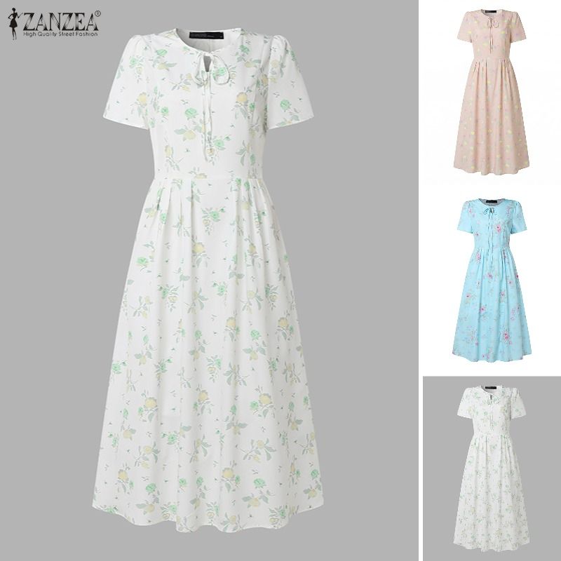 ZANZEA Summer Beach Sundress B - Sundress Midi Floral recension och pris