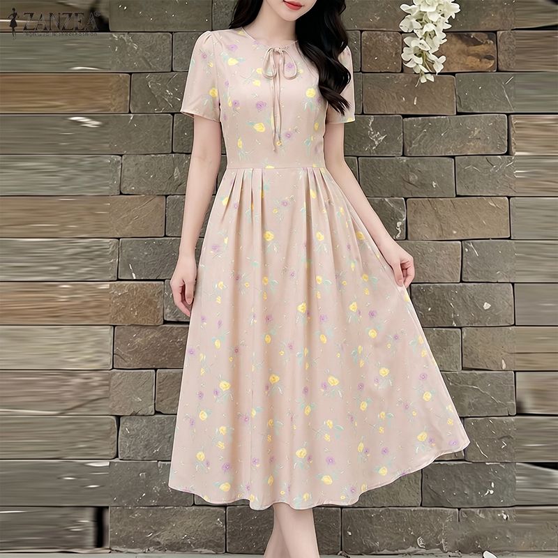 ZANZEA Summer Beach Sundress B - Sundress Midi Floral recension och pris