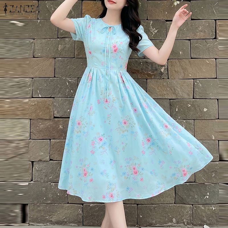 ZANZEA Summer Beach Sundress B - Sundress Midi Floral recension och pris